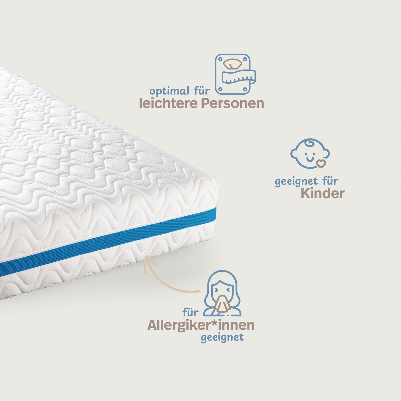 „GELI“ Würfelschnitt-Matratze mit profilierter Gelschaum-Auflage