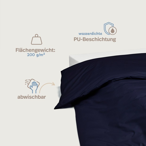 wasserdichter Inkontinenz Bettdeckenbezug abwischbar in dunkelblau