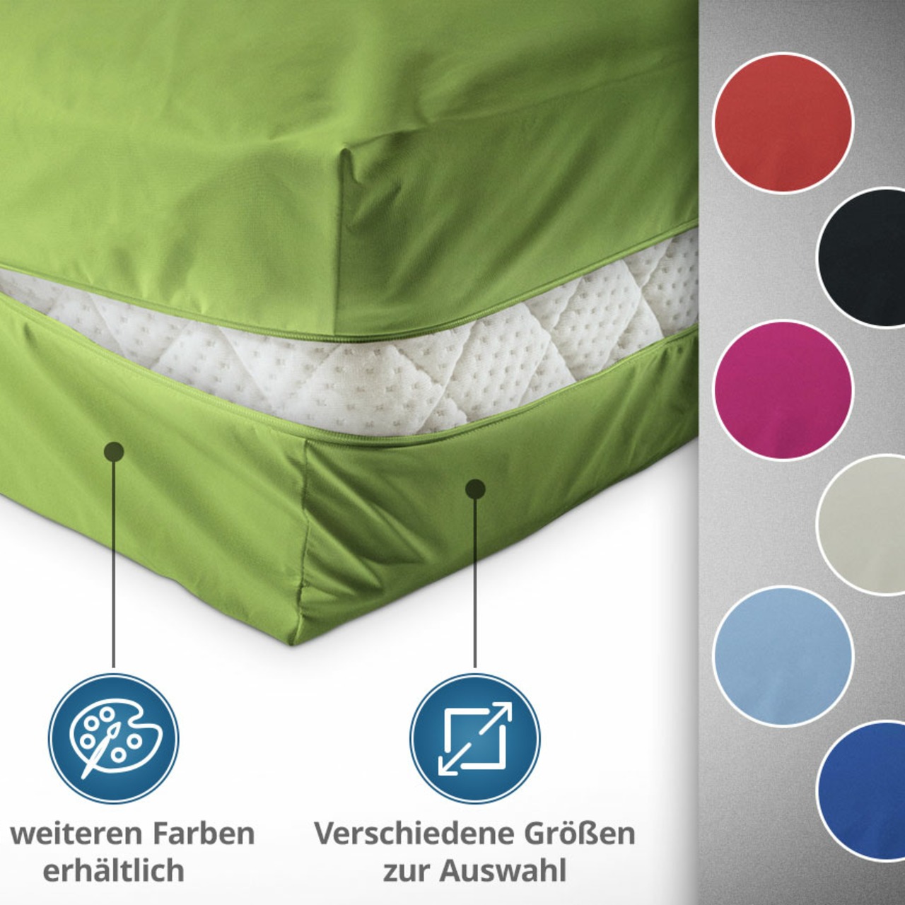 Unversteppter Matratzenbezug in Apfelgrün