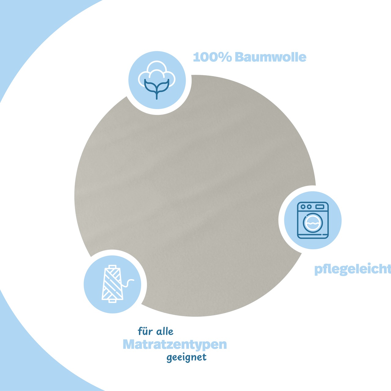 unversteppter Matratzenbezug grau