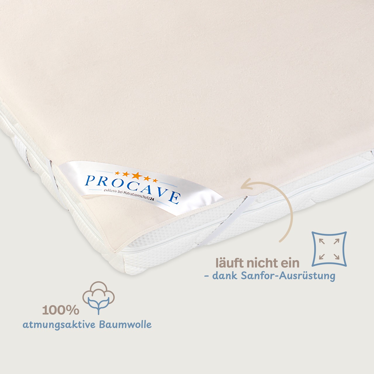 Matratzen-Auflage natur aus 100% Baumwolle