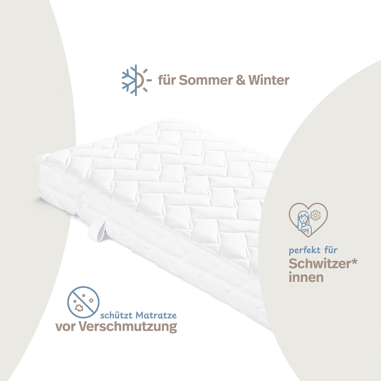 Matratzenauflage verstepptes AloeVera-Doppeltuch mit 4 Eckgummis