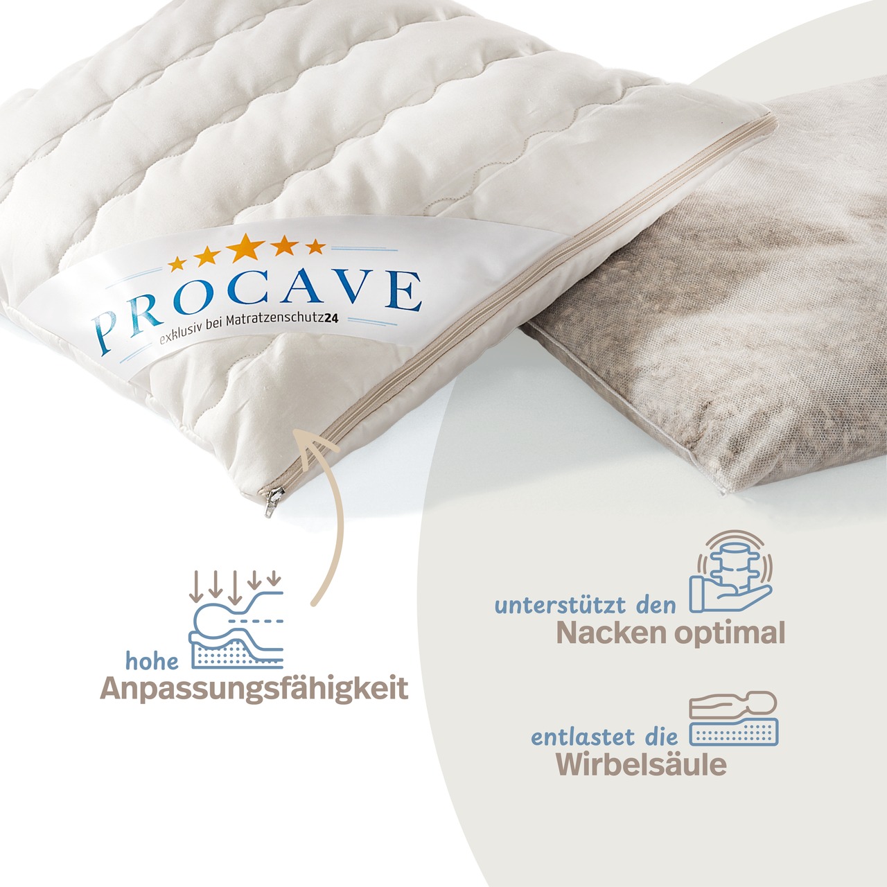 Dinkelkissen mit waschbarem Bezug aus Baumwolle